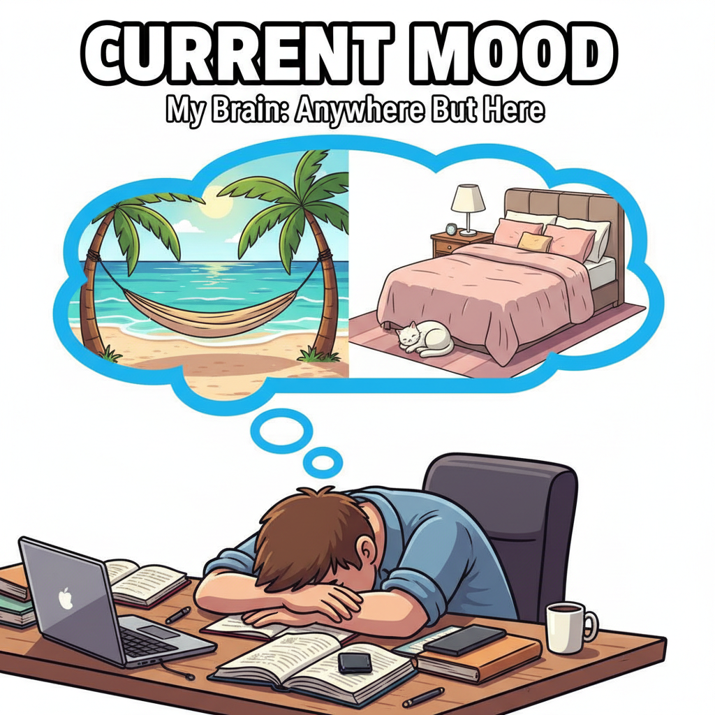 Monday morning mood: My brain is still on weekend mode, but my body is at work. Send help.