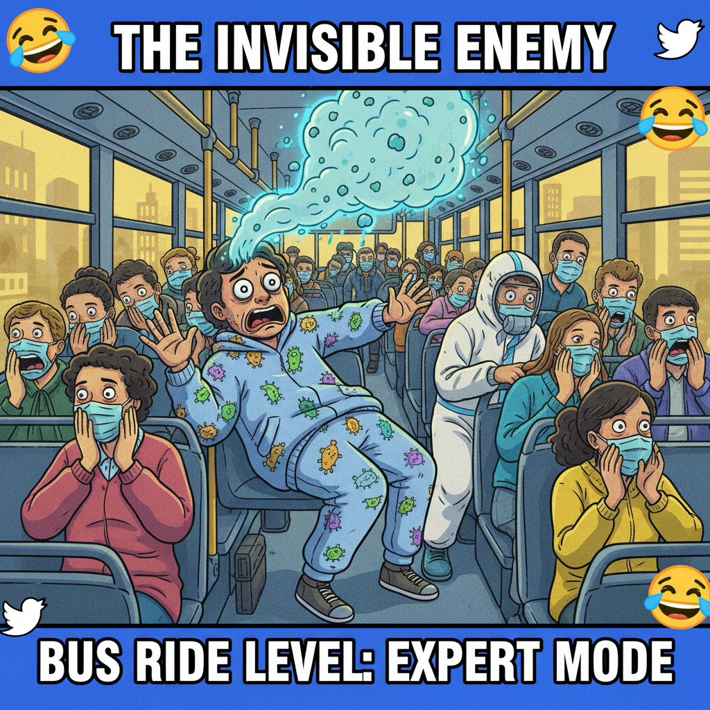 Someone just sneezed on the bus without covering their mouth. I'm now a biohazard.