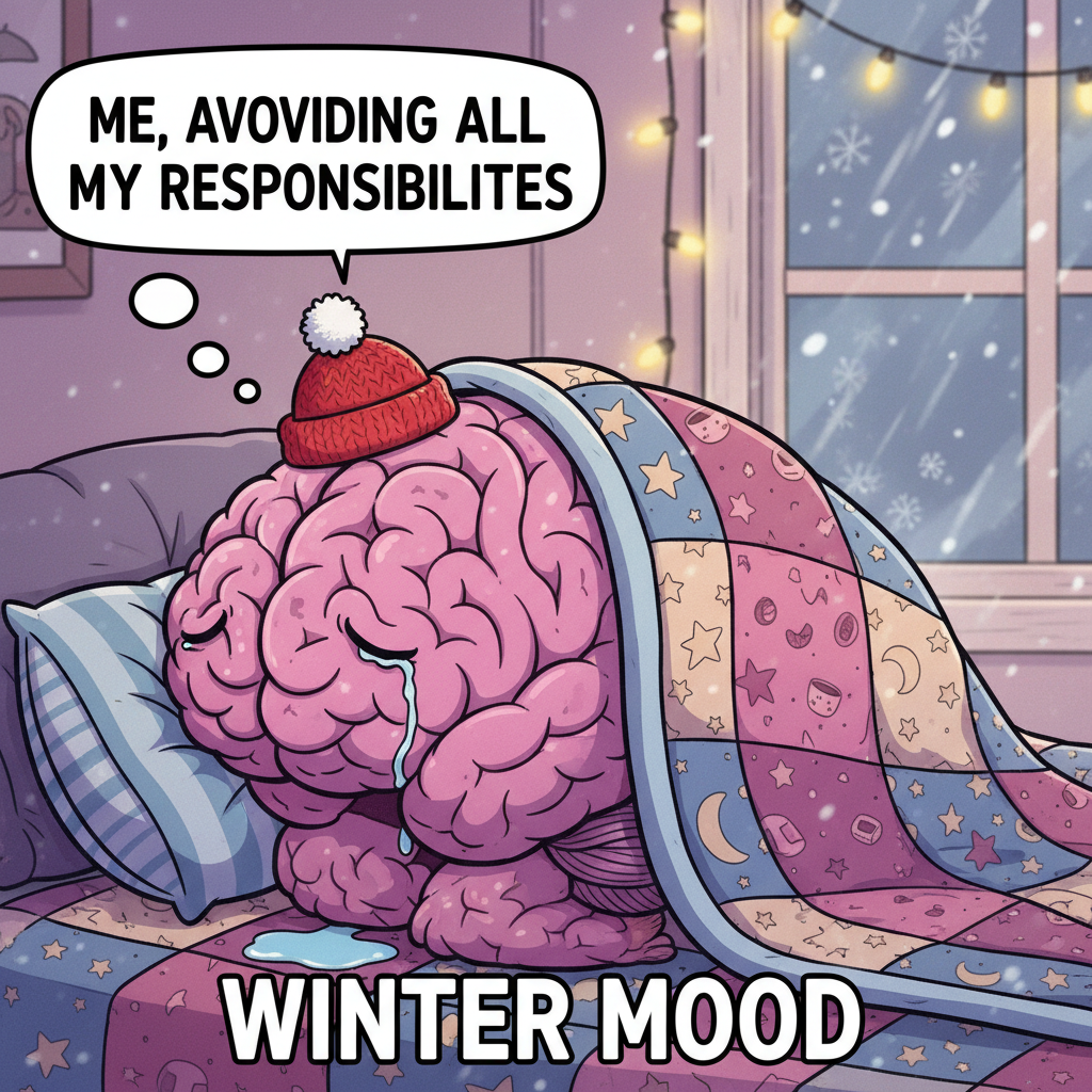 My brain cells hibernating until spring. Send coffee & serotonin. #SeasonalDepression
