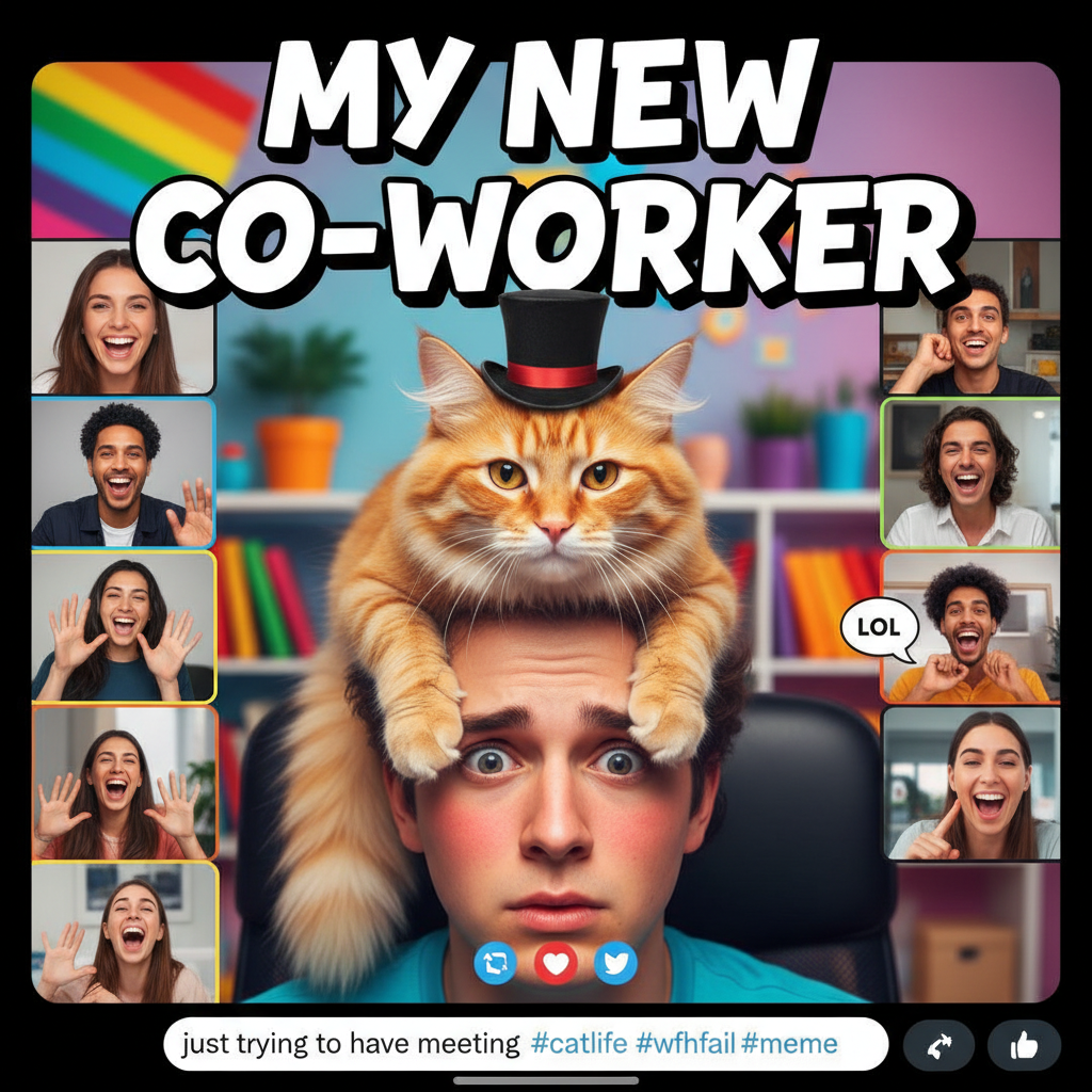 My mic was off the whole Zoom call. My camera was not. My cat was on my head. 🤦‍♀️