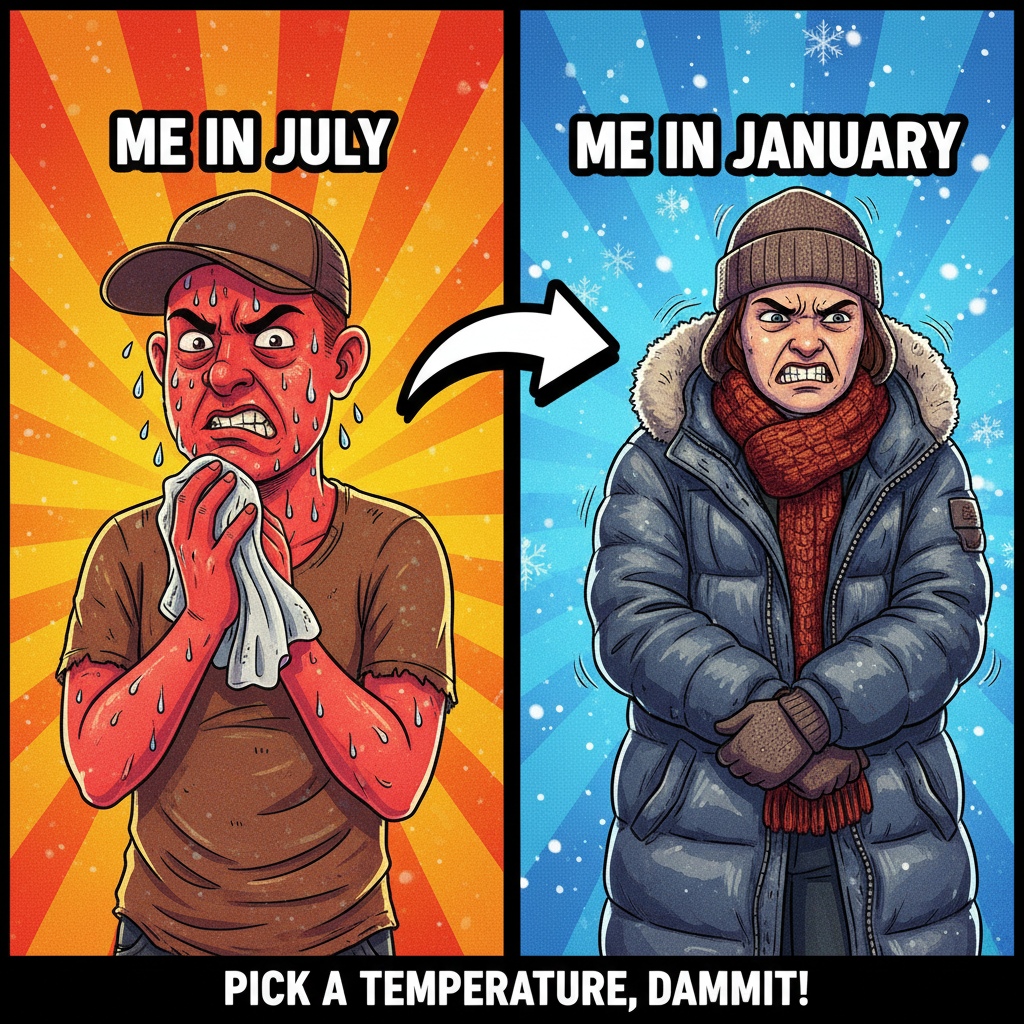 It's 70 degrees and sunny. Someone online is complaining it's too hot. Someone else, too cold.