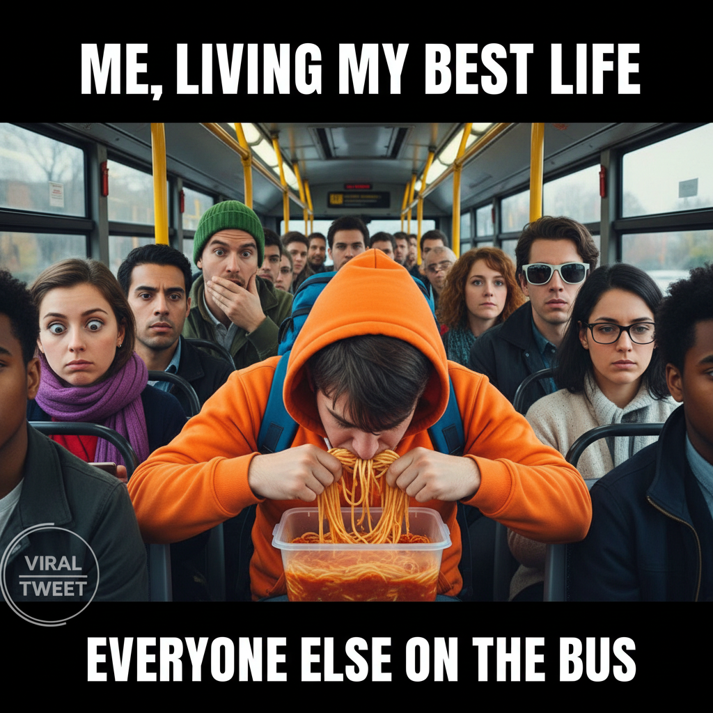 Just saw a guy on the bus eating spaghetti with his bare hands. Public transport is a wild ride.