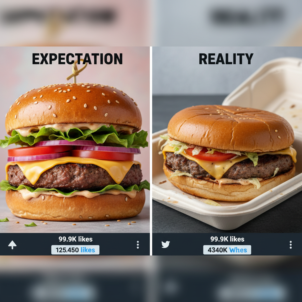 Ordered a gourmet burger, got a sad patty that looks like it lost the will to live. #FoodDeliveryFail