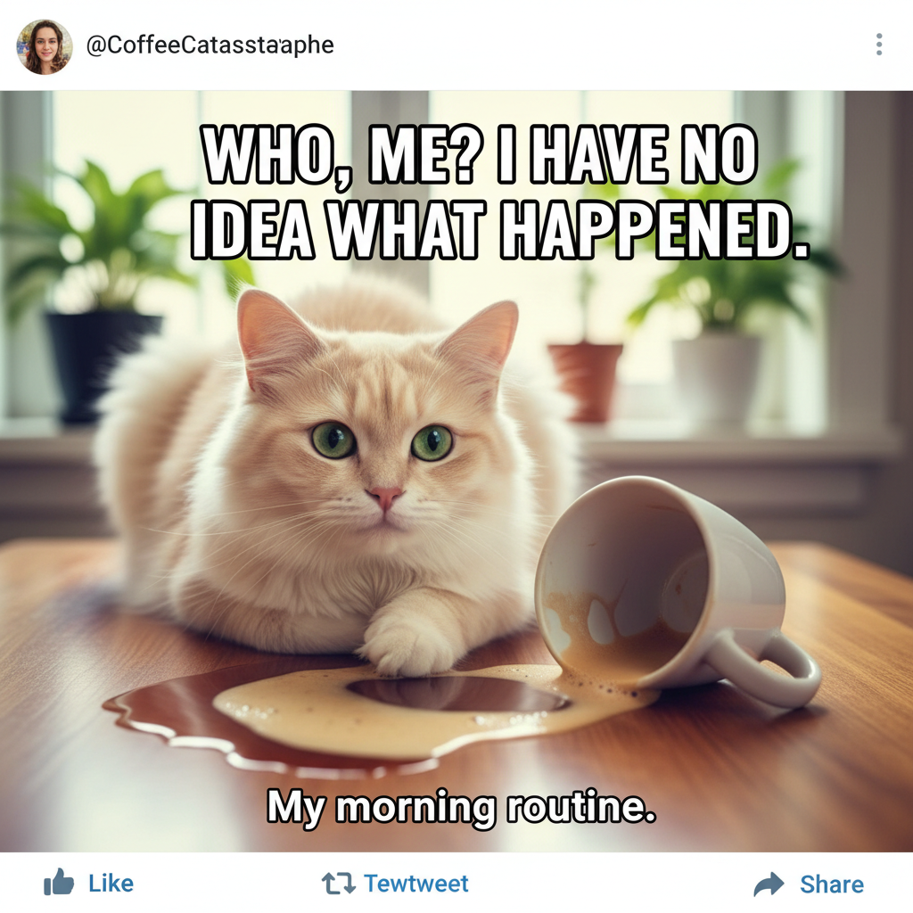 My cat just knocked over my coffee then cuddled me like nothing happened. I'm legally obligated to forgive him.