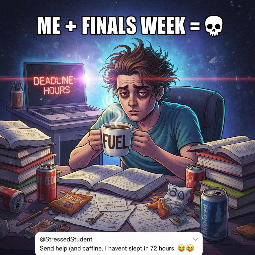 Just survived exam season. My brain is now 90% instant coffee, 10% panic.