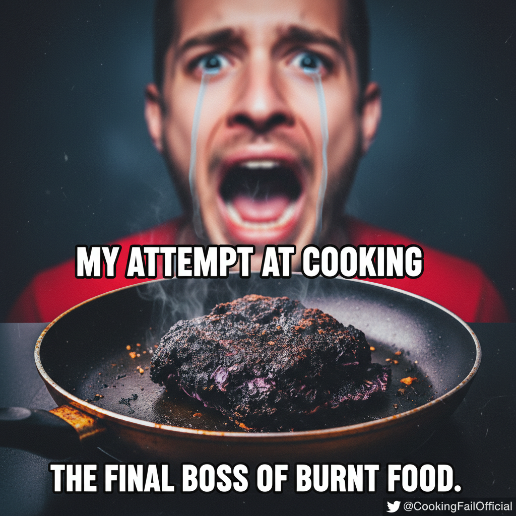 My 'gourmet' meal looks like a crime scene. Send help. And a fire extinguisher.