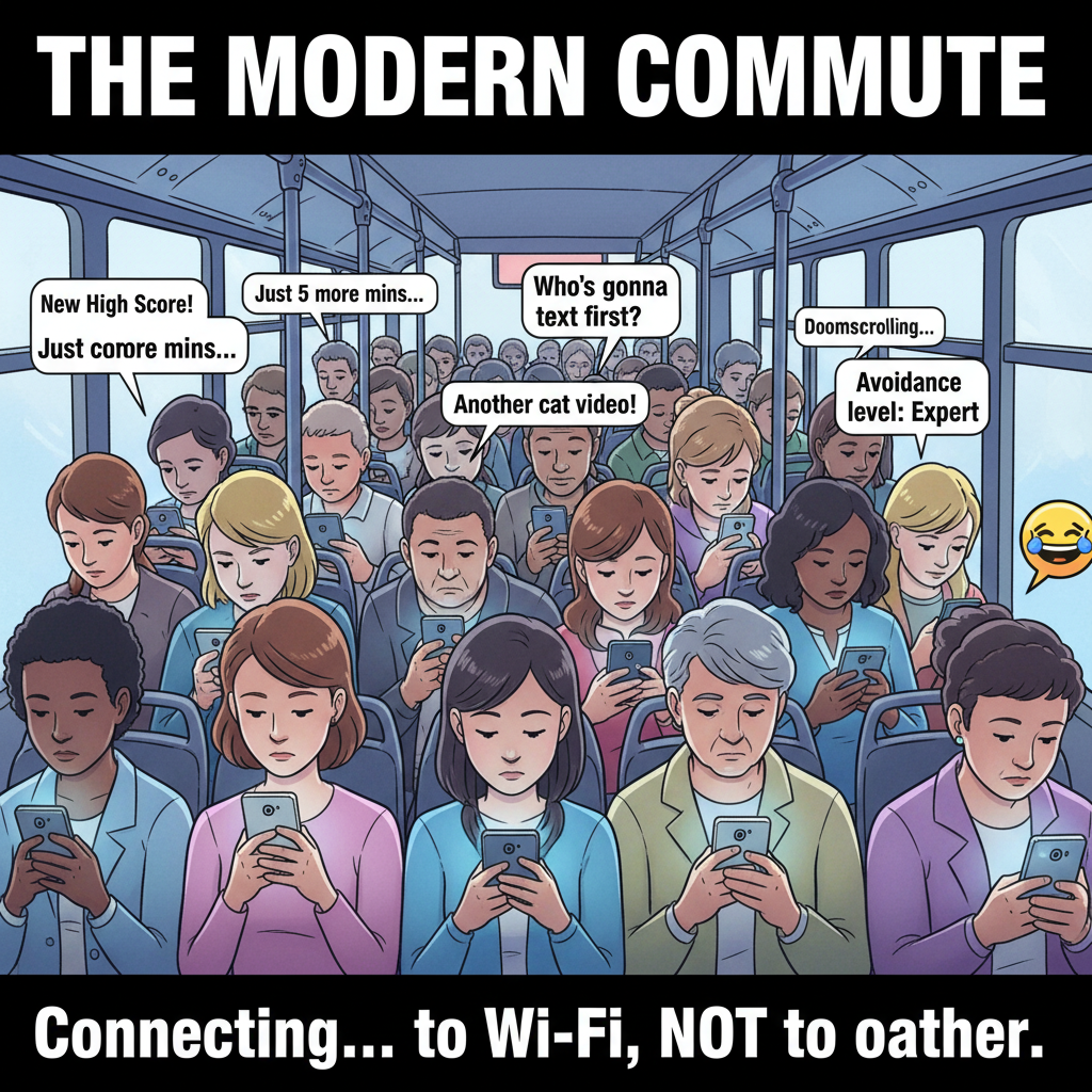 Public transport is just a social experiment on how long we can avoid eye contact.