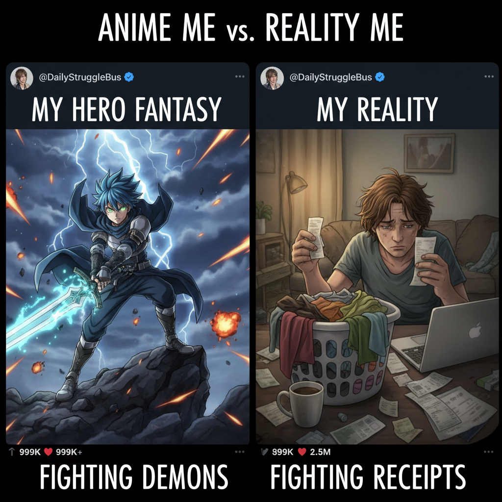 Me trying to explain my adult responsibilities to my inner anime protagonist.