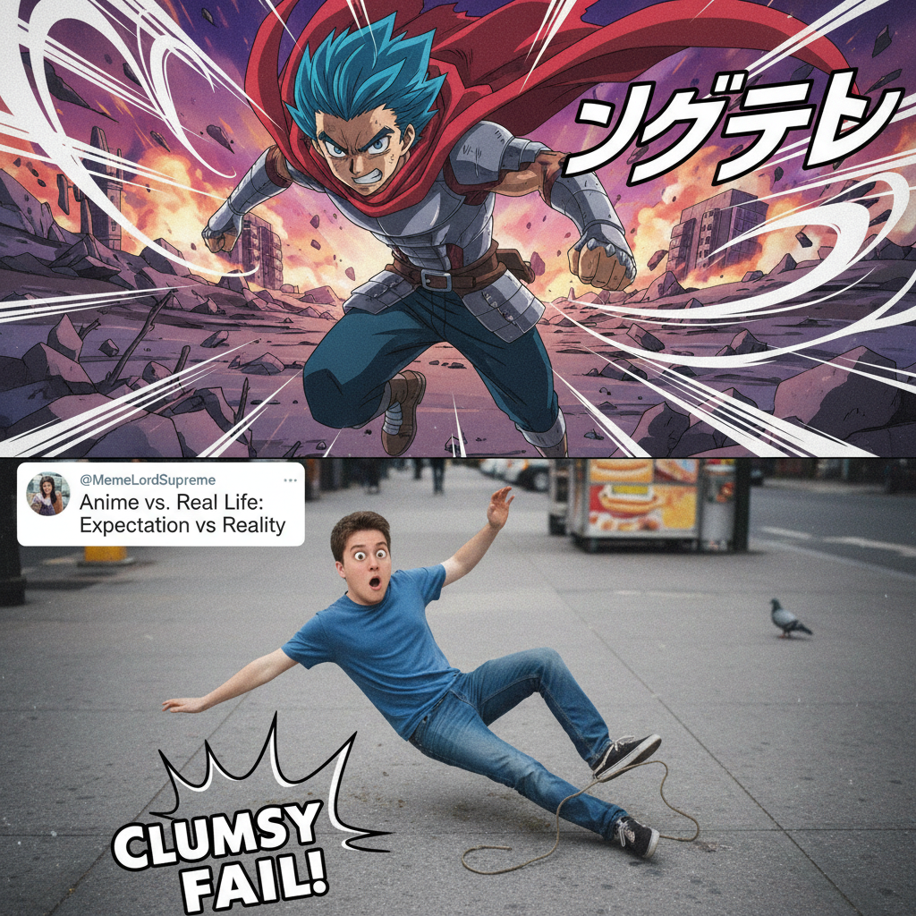 Me trying to use anime logic in real life: *runs dramatically in slow motion* *trips*