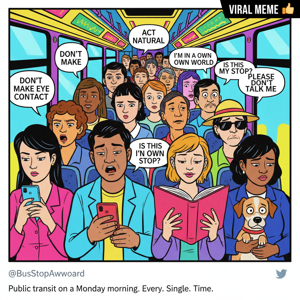 Public transport is just a social experiment on how long people can avoid eye contact.