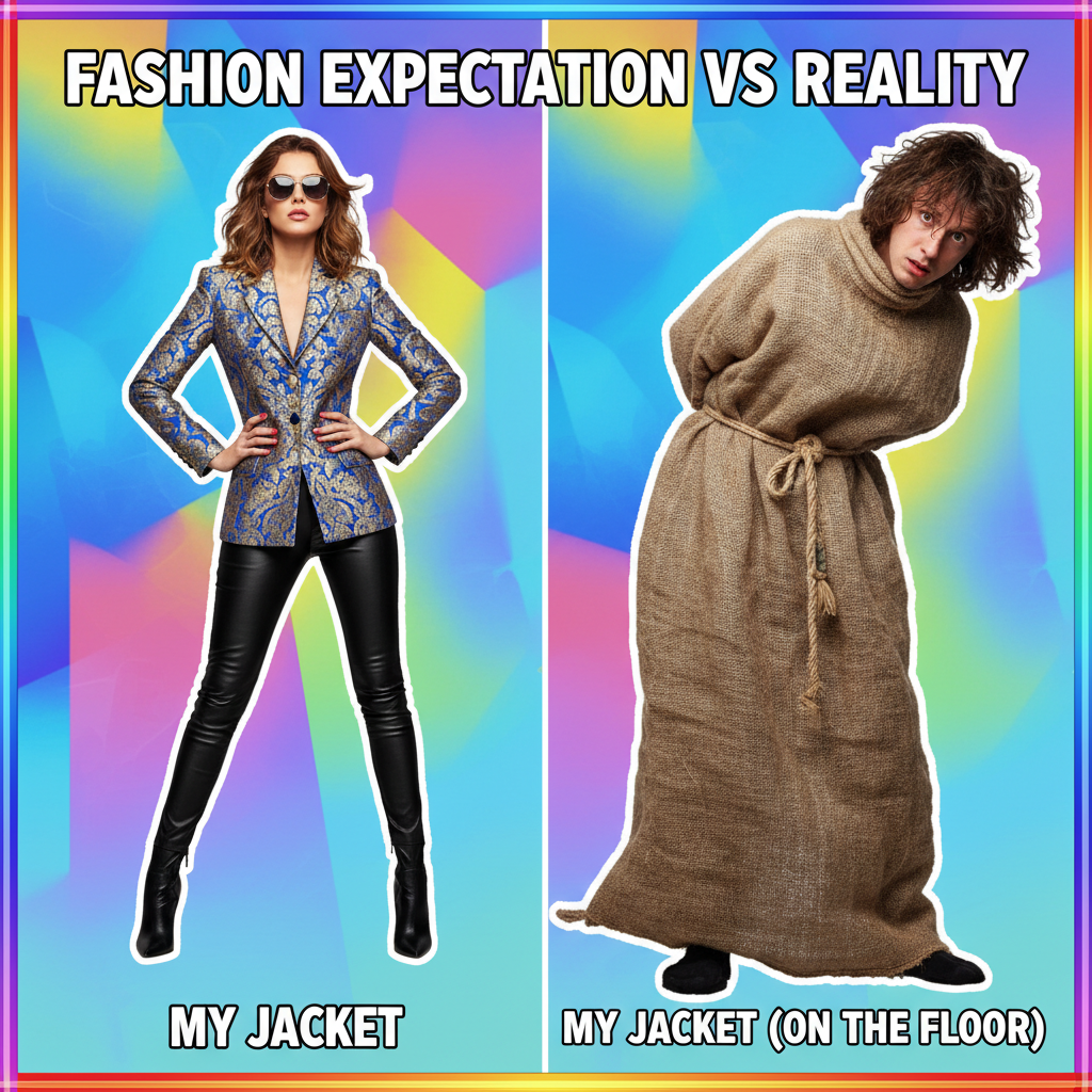 Ordered a 'chic' jacket online, got a potato sack. My bank account is crying.