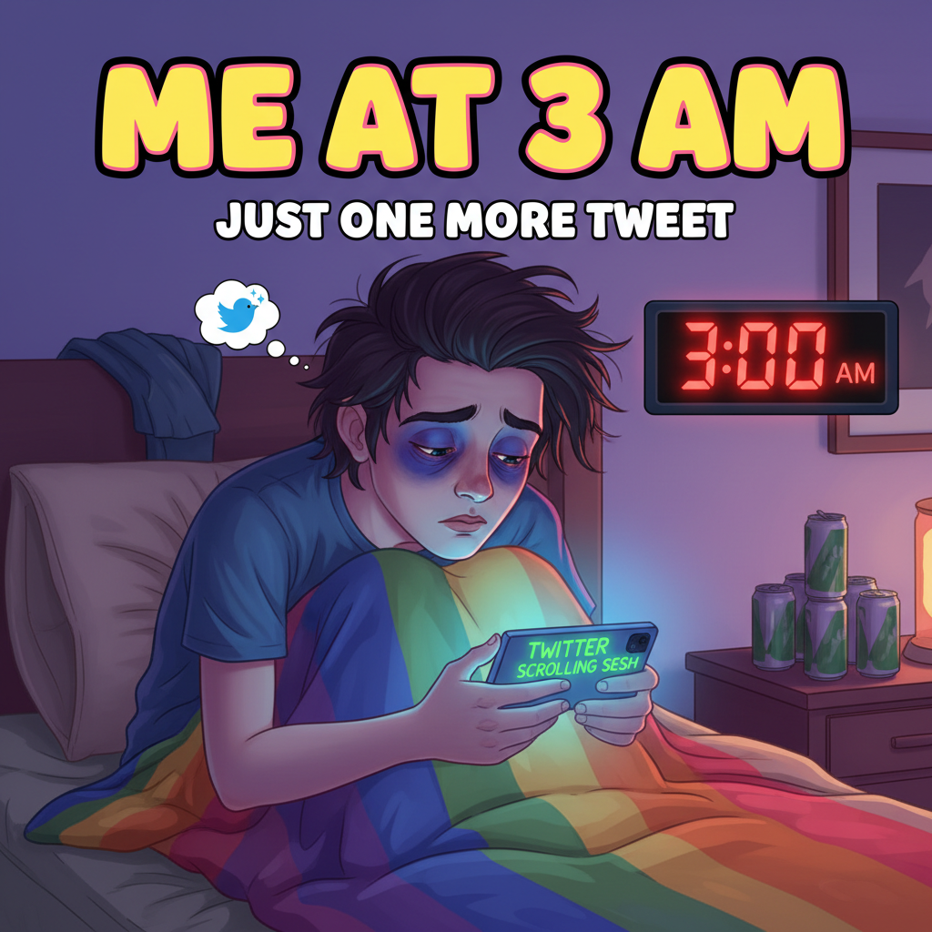 Scrolling TikTok for 'just 5 minutes' then it's 3 AM. My sleep schedule is a myth.