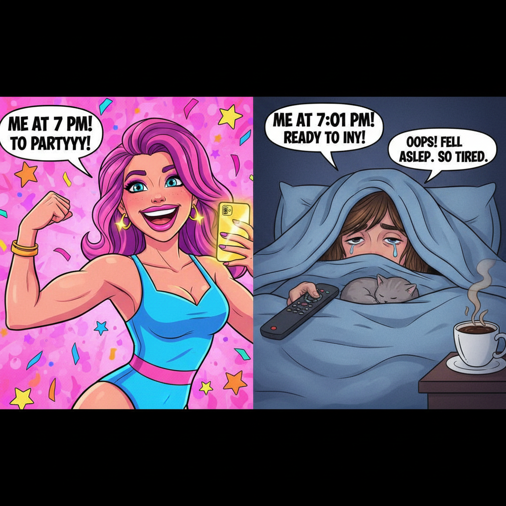 Extrovert: 'Let's go out!' Introvert: *already in pajamas, pretending to be asleep*