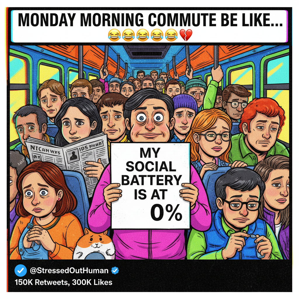 Just survived rush hour public transport. My personal space bubble is now a personal space pancake.