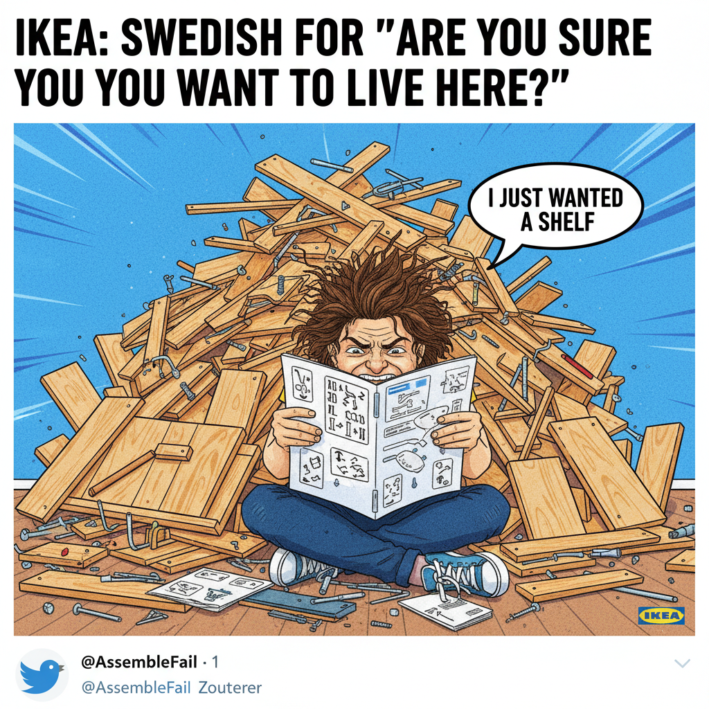 Just spent 3 hours trying to assemble IKEA furniture. Adulting is a scam.
