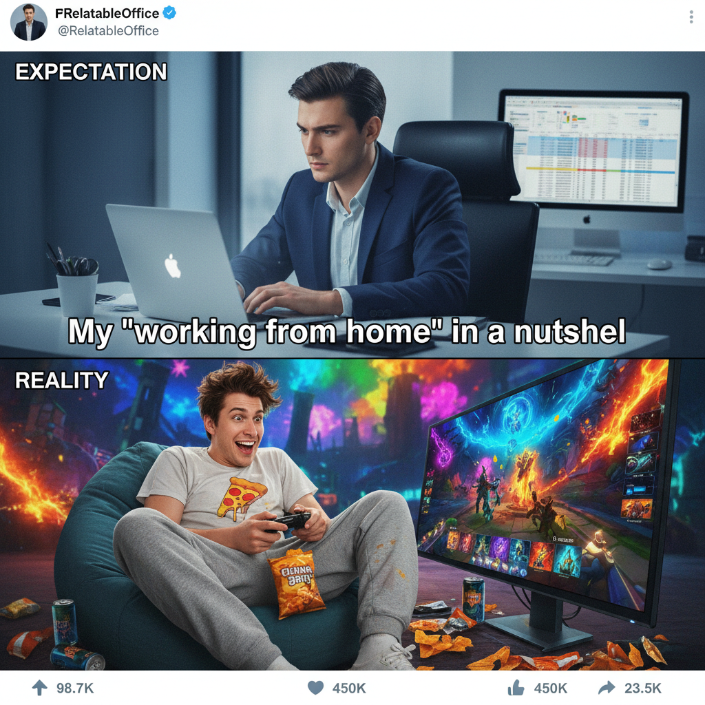 Me trying to look busy on a video call vs. me 5 seconds later