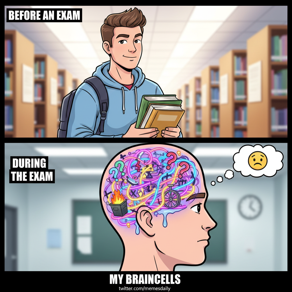 Me pretending I studied for finals vs. my brain during the exam