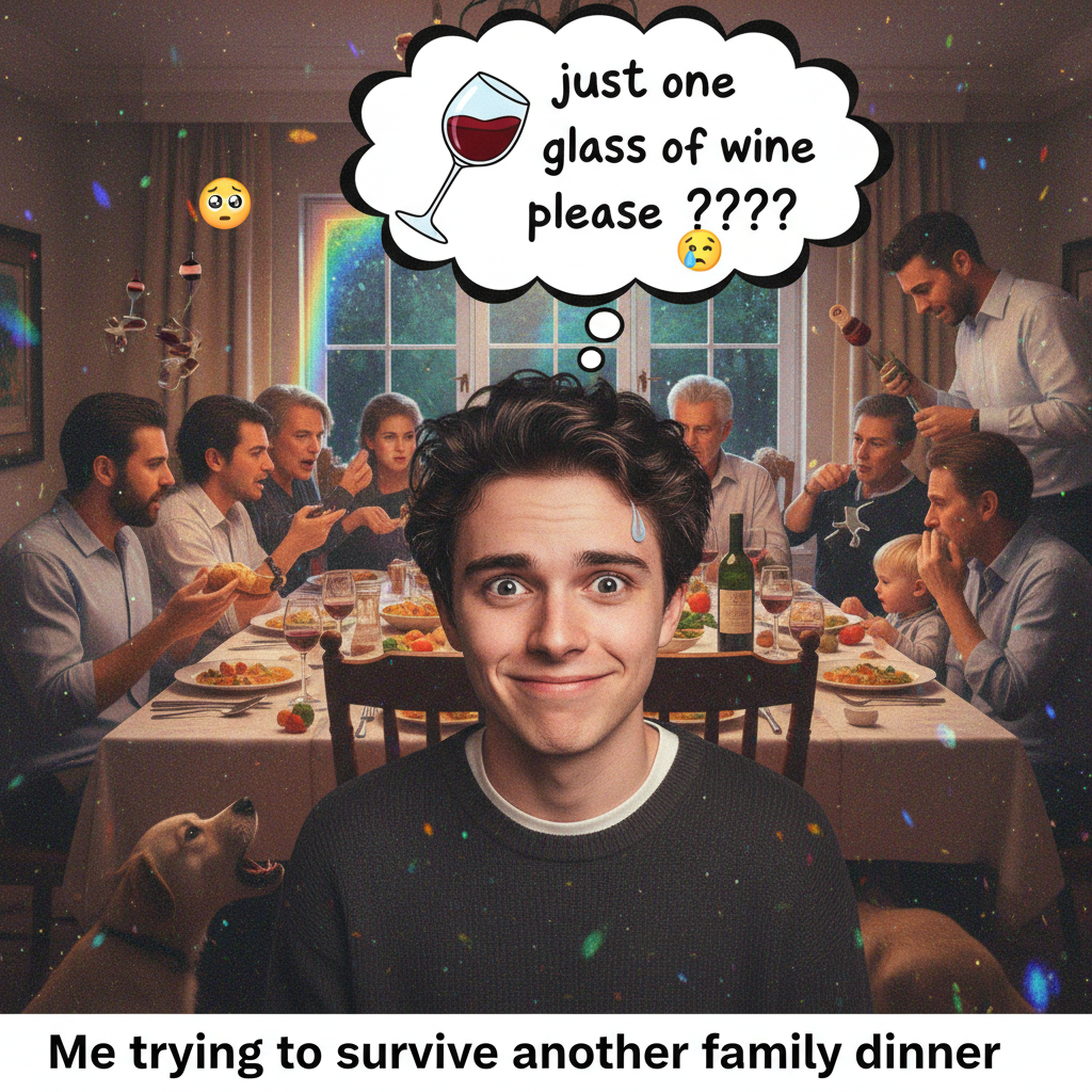 Aunt Carol asked if I'm dating anyone yet. Send wine. And possibly a distraction. #HolidayChaos