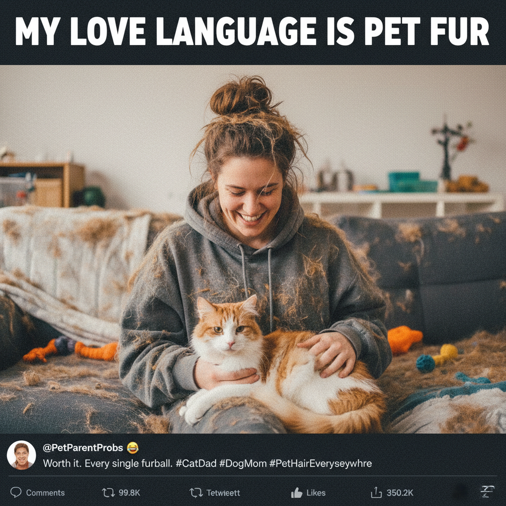 My pet's love language is shedding on everything I own. And I wouldn't trade it.