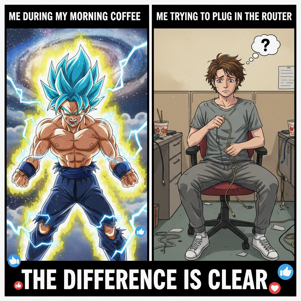 When real life hits and I expect an anime power-up sequence.