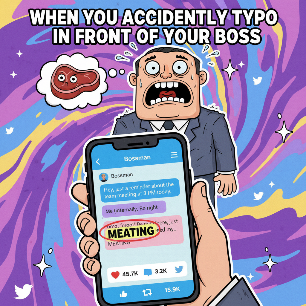 Autocorrect changed 'meeting' to 'meating'. My boss thinks I'm a cannibal.