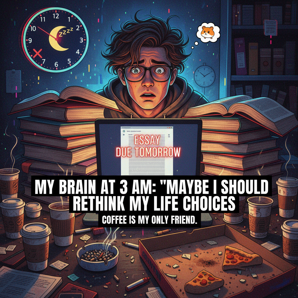 My exam prep strategy: panic, coffee, regret. Rinse and repeat.
