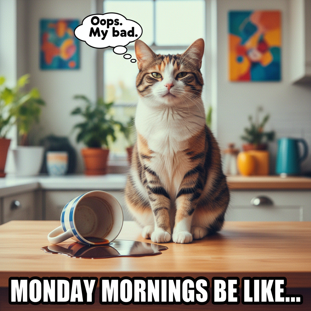 My cat just knocked my coffee over, then stared at me like *I* was the problem. The AUDACITY.