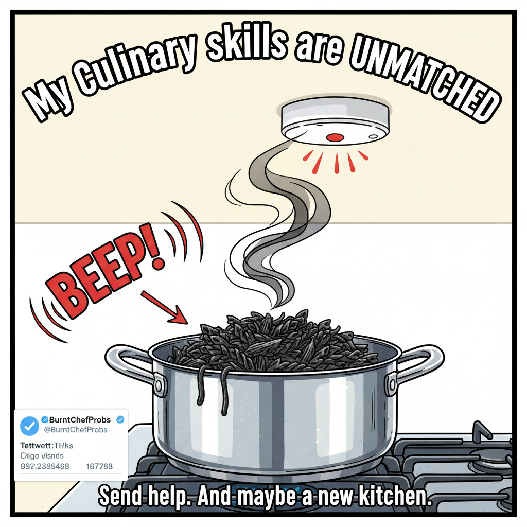 Attempted gourmet pasta. Ended up with charcoal noodles and a smoke alarm concert.
