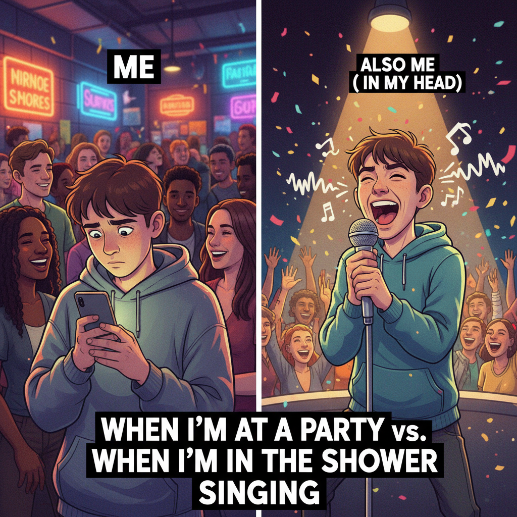 Introvert at a party: pretending to check my phone. Extrovert: IS THIS MIC ON?!
