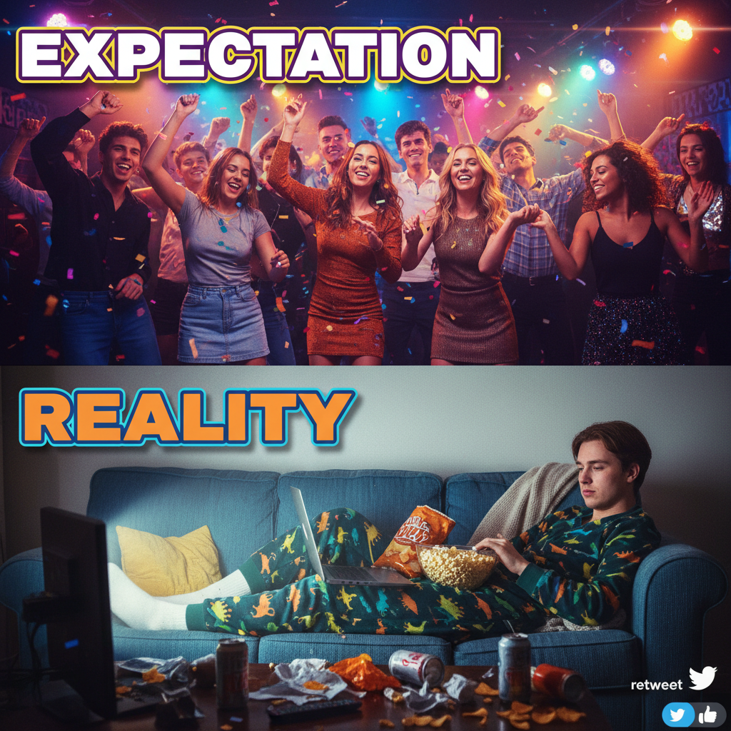 Friday night plans: wild party. Friday night reality: PJs and Netflix.