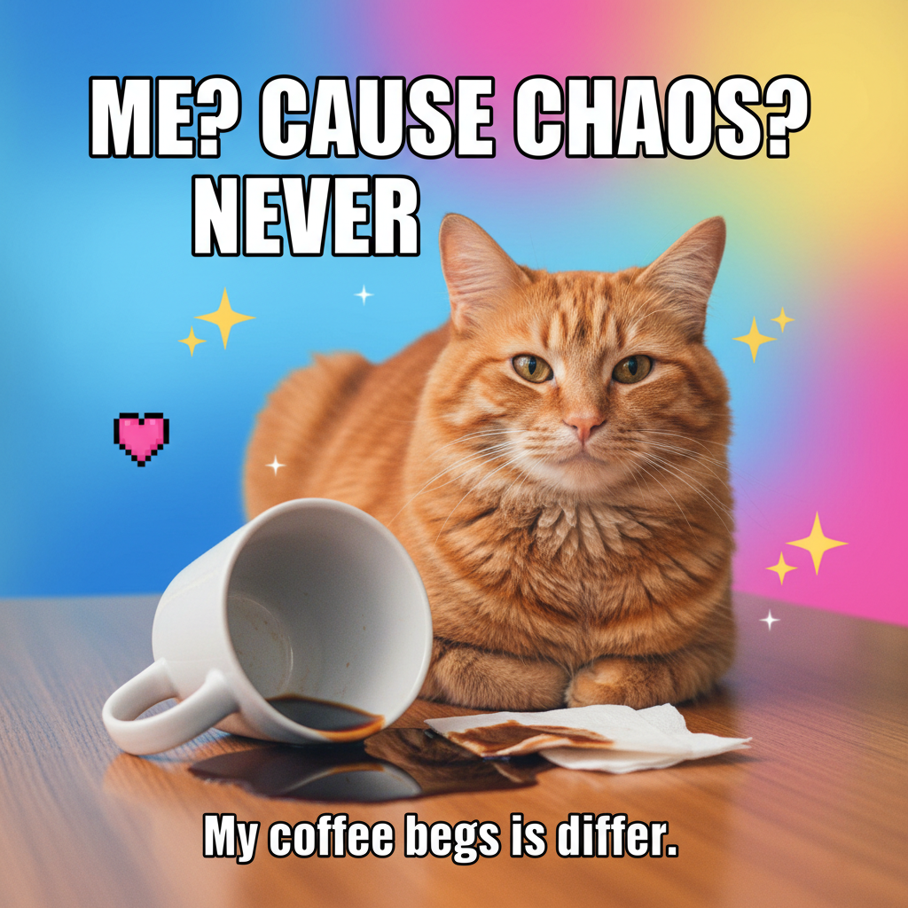 My cat just knocked my coffee over, then looked at me like *I* was the problem. The AUDACITY.