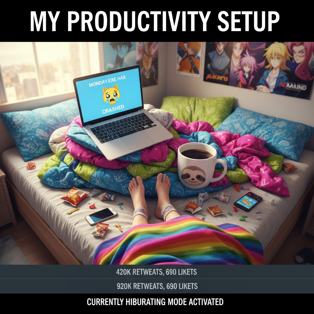 My WFH 'office' is just my bed with a laptop. Productivity through osmosis, right?