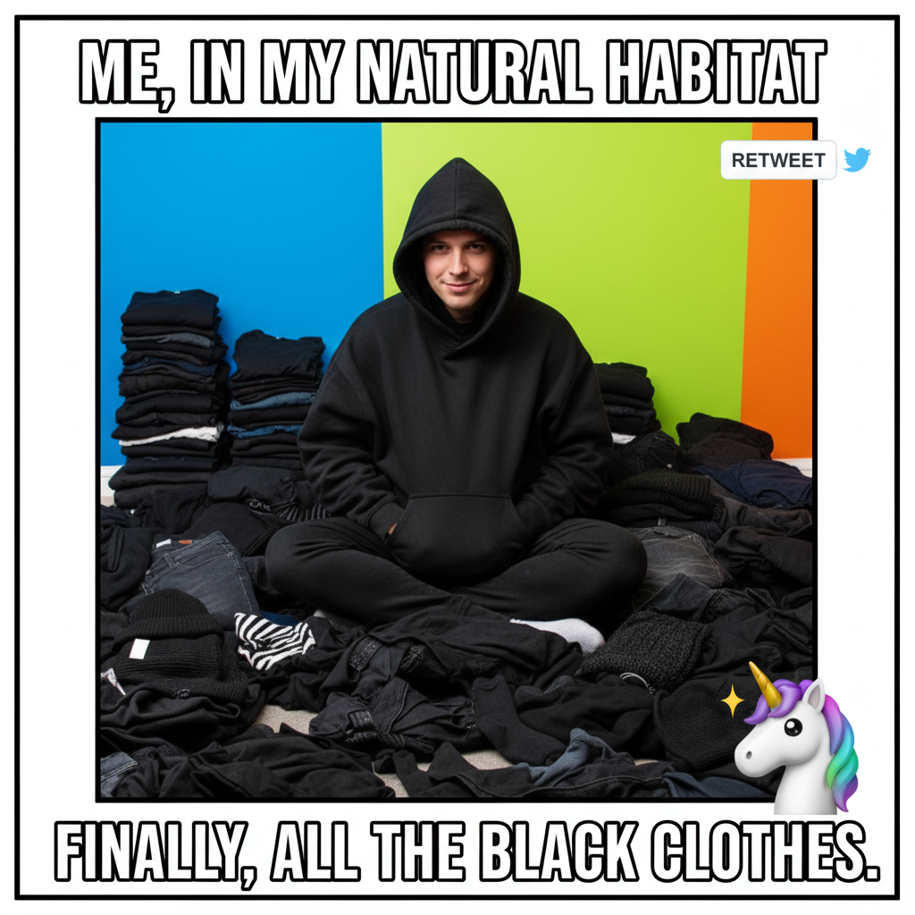 My therapist told me to embrace the darkness. So I bought more black clothes. #SeasonalDepression