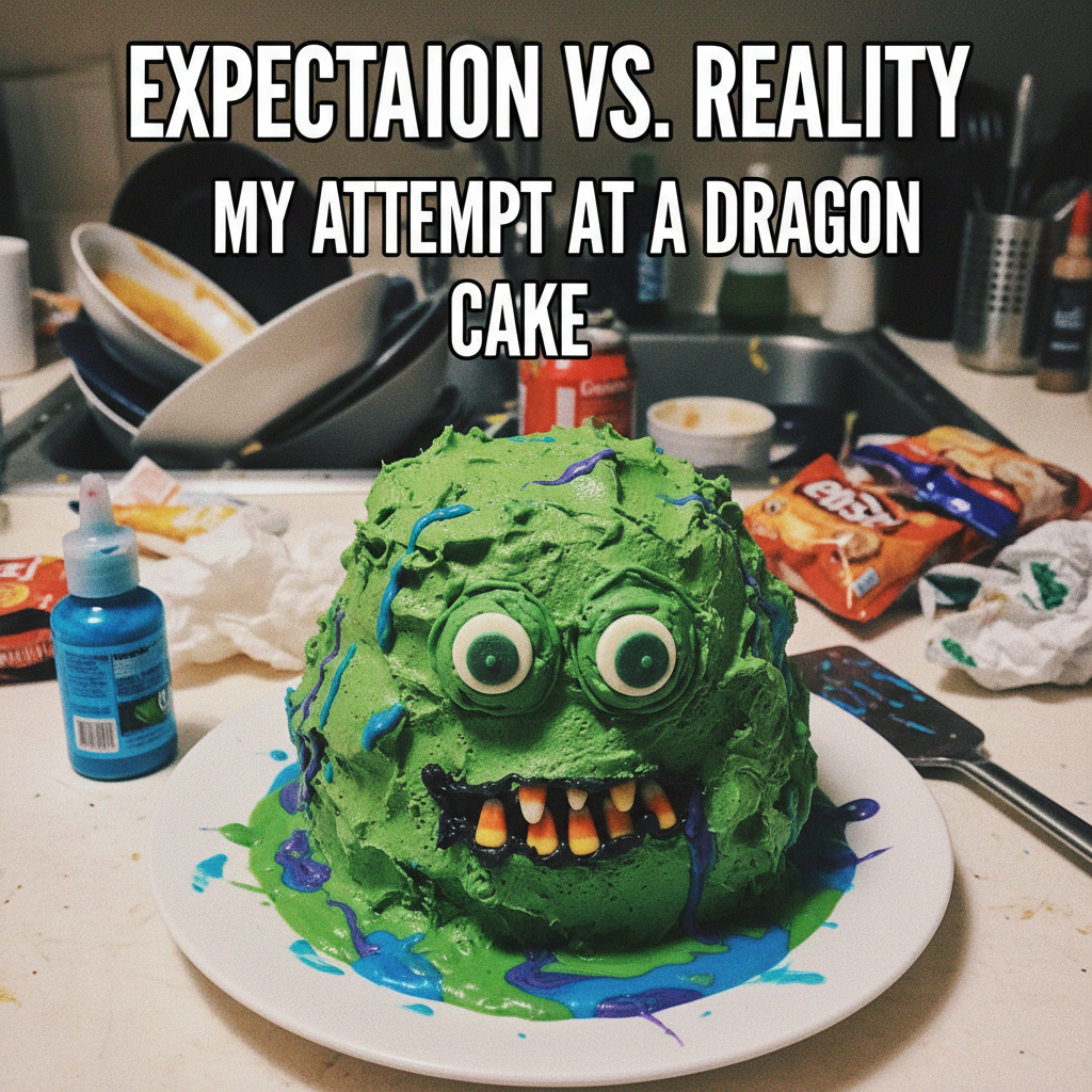 Attempted to make a 'simple' cake. It now looks like an alien swamp monster. Send help.