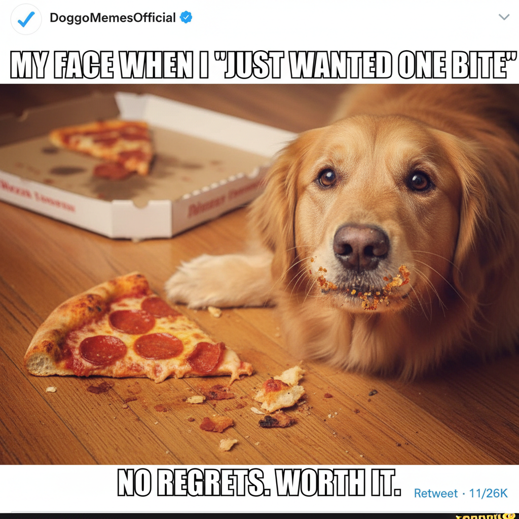 My dog just stole a whole slice of pizza off the counter. I'm not mad, I'm impressed. #DogDadLife