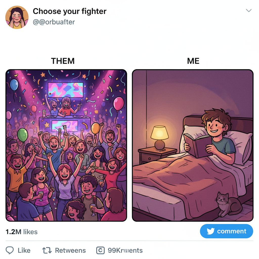 Extrovert: 'Let's go out!' Introvert: *already in bed by 8pm* #IntrovertProblems