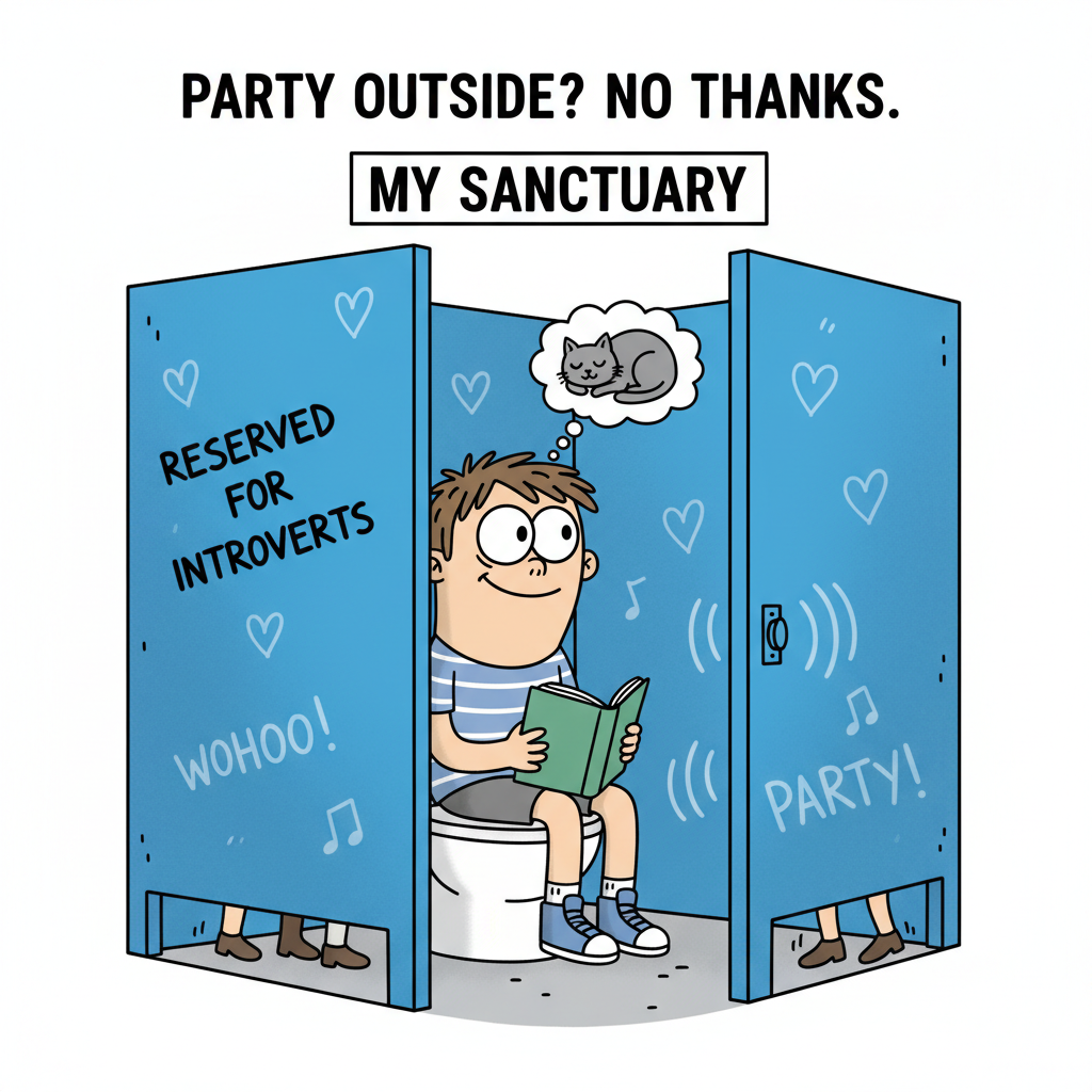 Introvert at a party: 'I just need 5 minutes in the bathroom to recharge.'