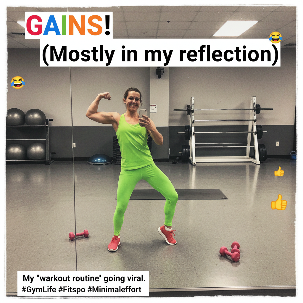 Went to the gym, did 3 reps, took a selfie, called it a day. Gains, baby!