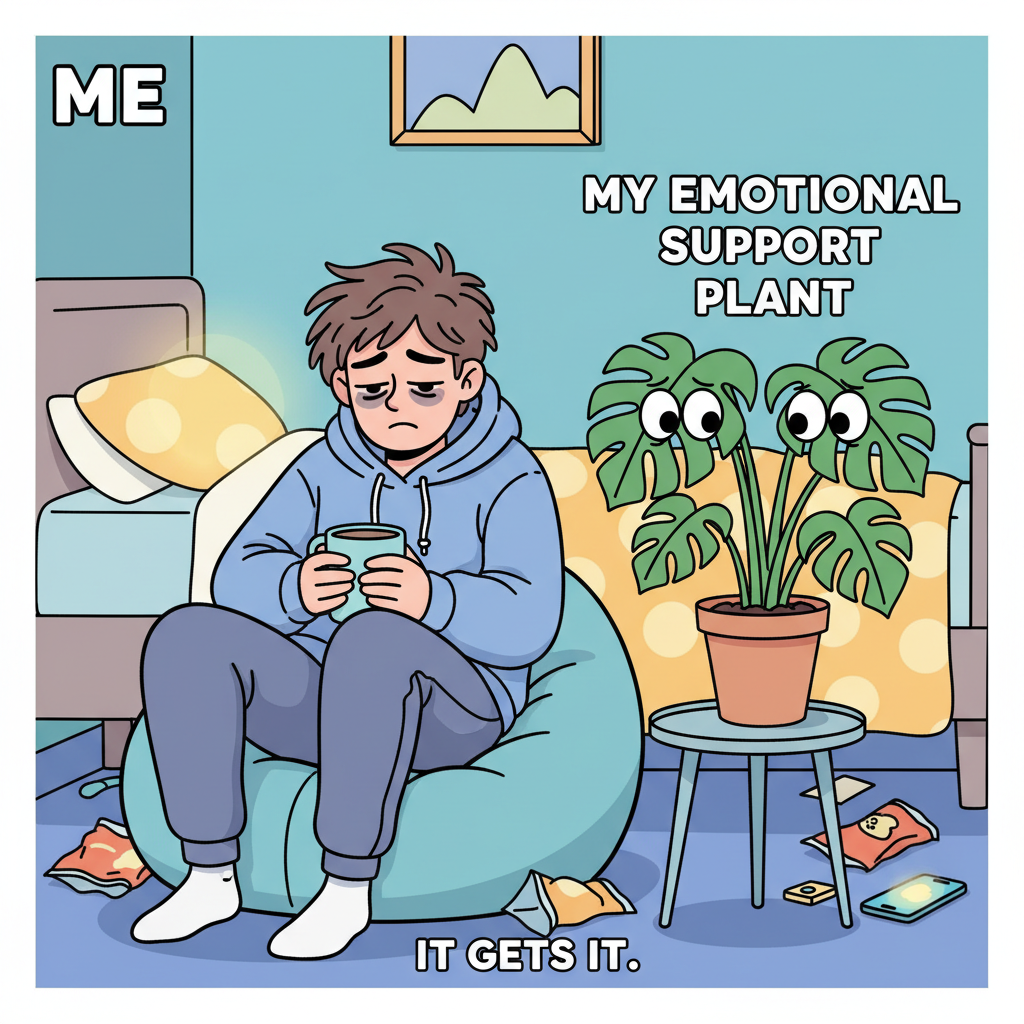 My seasonal depression is so bad, even my houseplants are looking at me like 'you good, fam?'