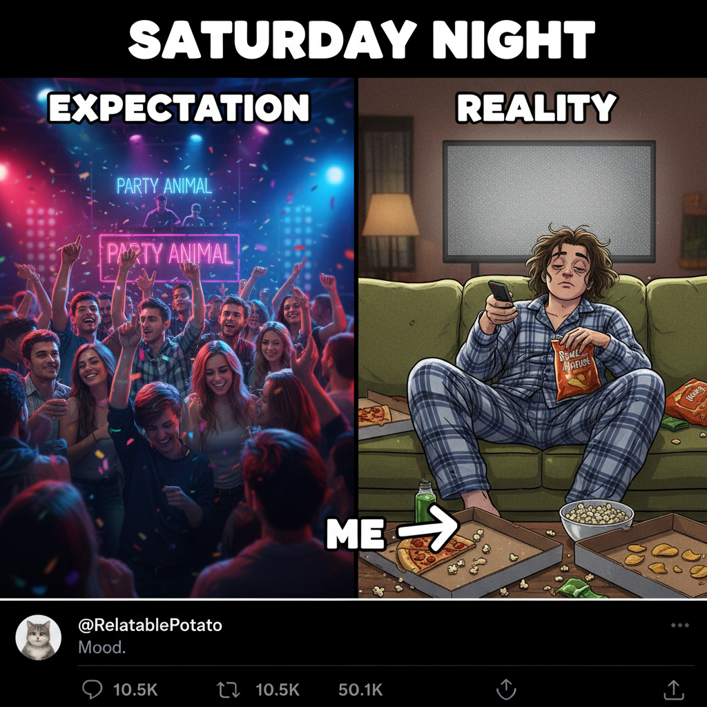Friday night plans: Clubbing. Friday night reality: Debating if I should put on real pants.