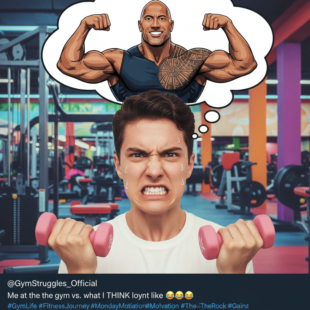 Me at the gym: *lifts 5lb dumbbell* My brain: 'You're basically The Rock now.'