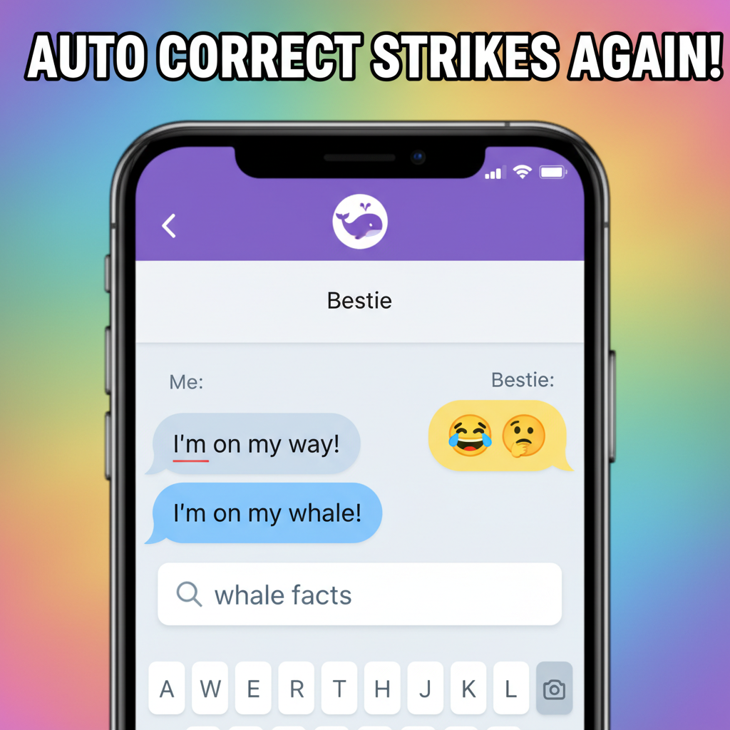 Autocorrect changed 'I'm on my way!' to 'I'm on my whale!' My boss thinks I'm having a midlife crisis.
