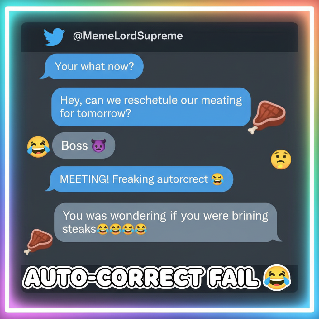 Autocorrect changed 'meeting' to 'meating'. My boss is now very confused. 🥩
