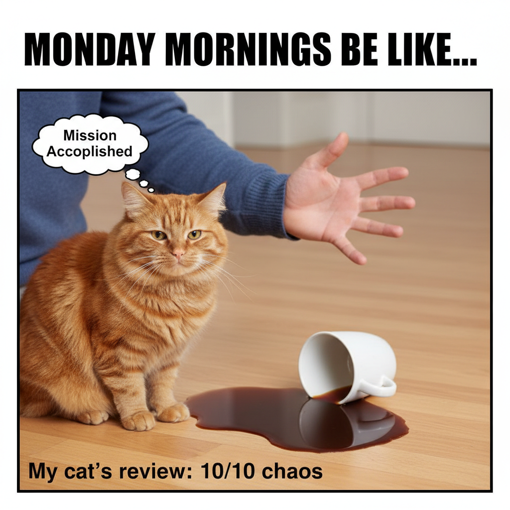 My cat just stared at me while knocking my coffee off the counter. Zero regrets. #CatLife