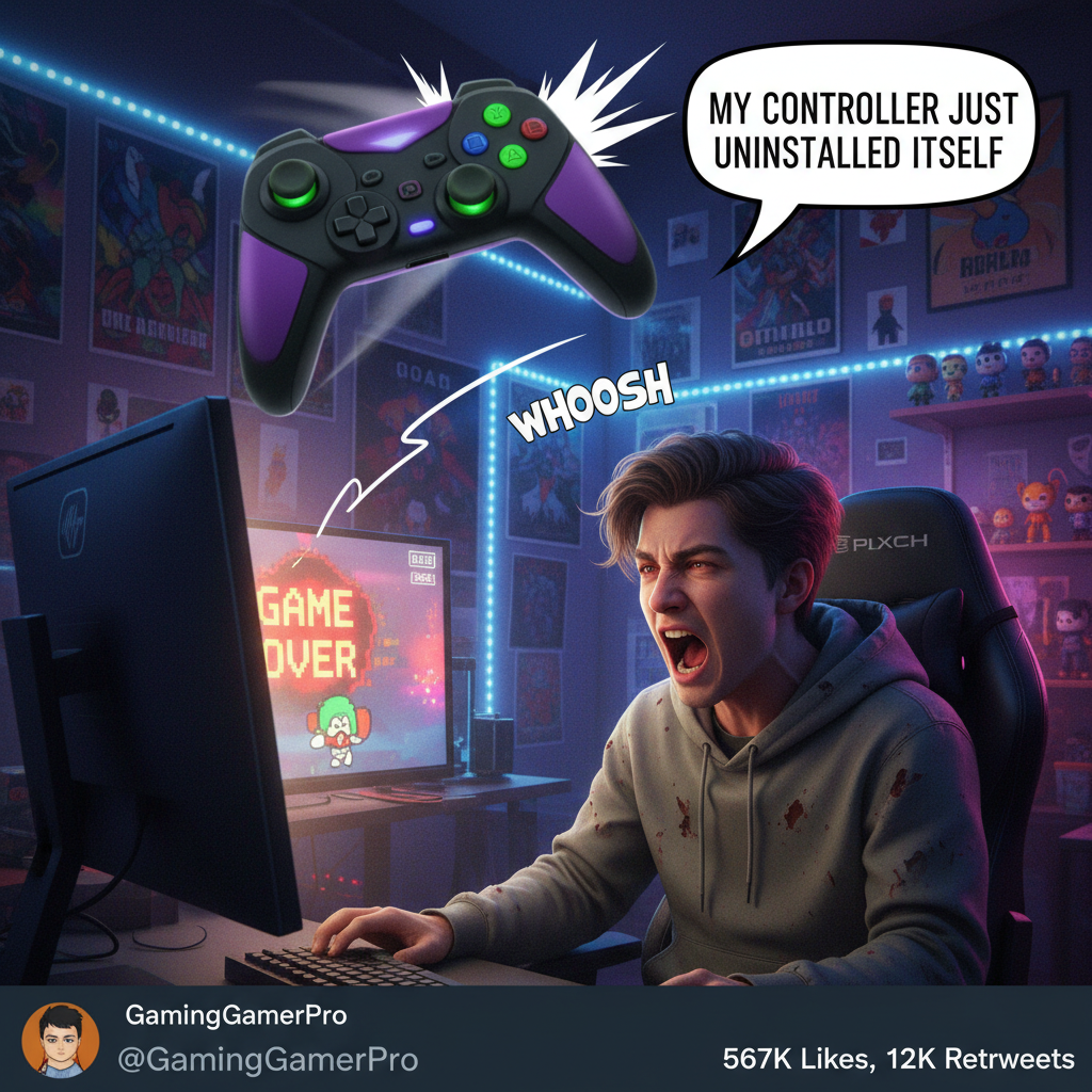 My controller just flew across the room. It wasn't my fault, the physics were broken! #Gaming