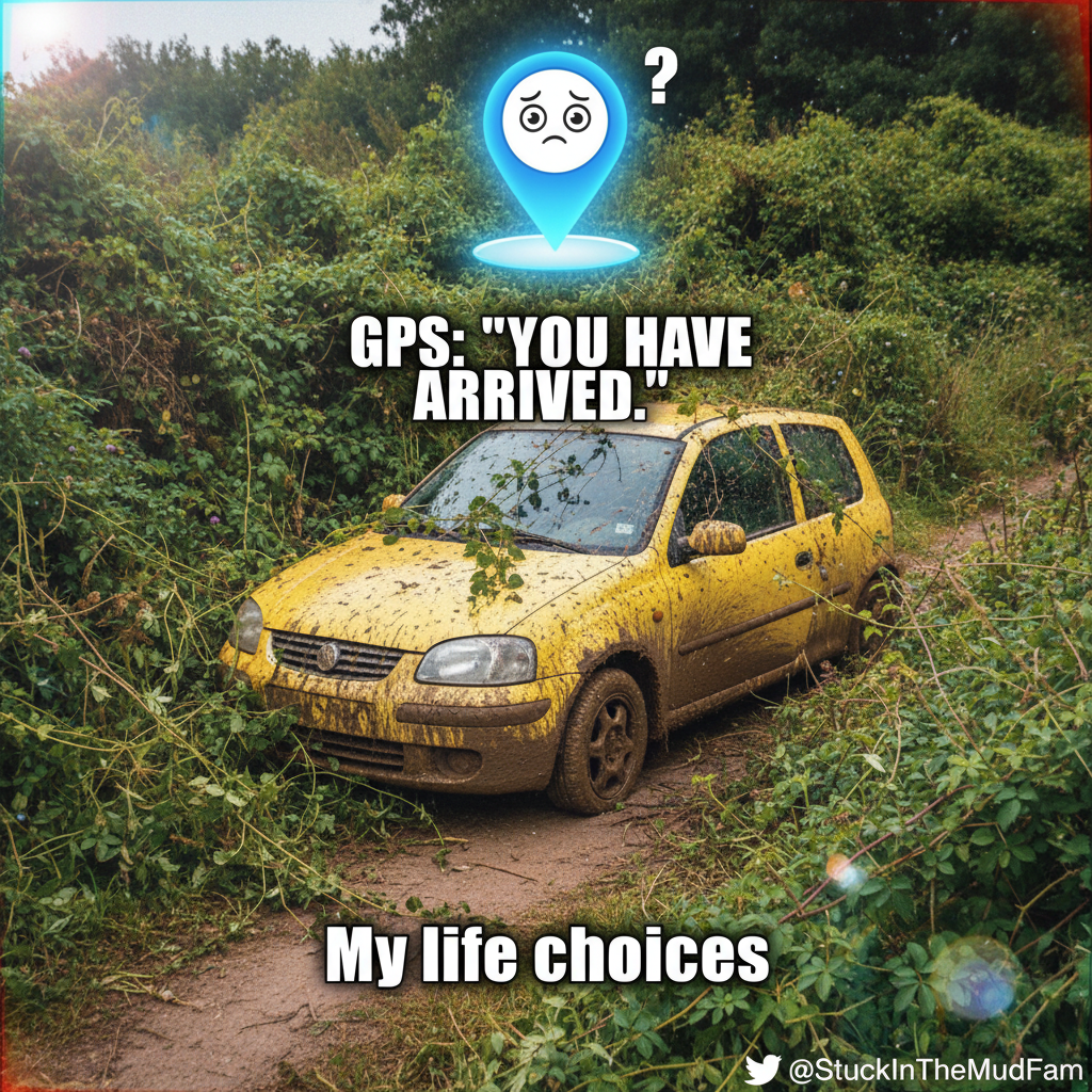 GPS said 'turn left.' My car said 'let's explore this unpaved goat path.' #RoadTripFails