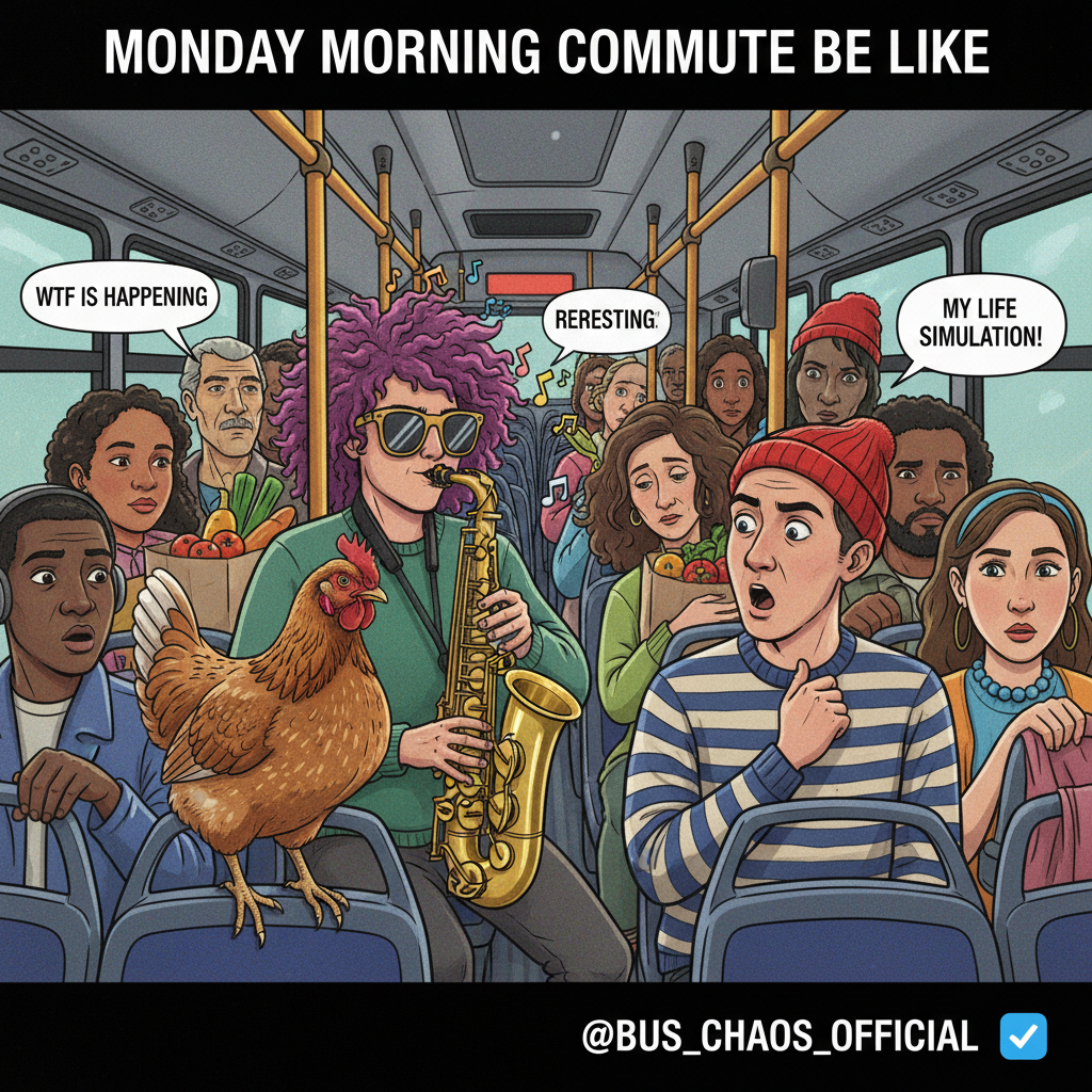 My public transport journey today involved a chicken, a saxophone, and existential dread.