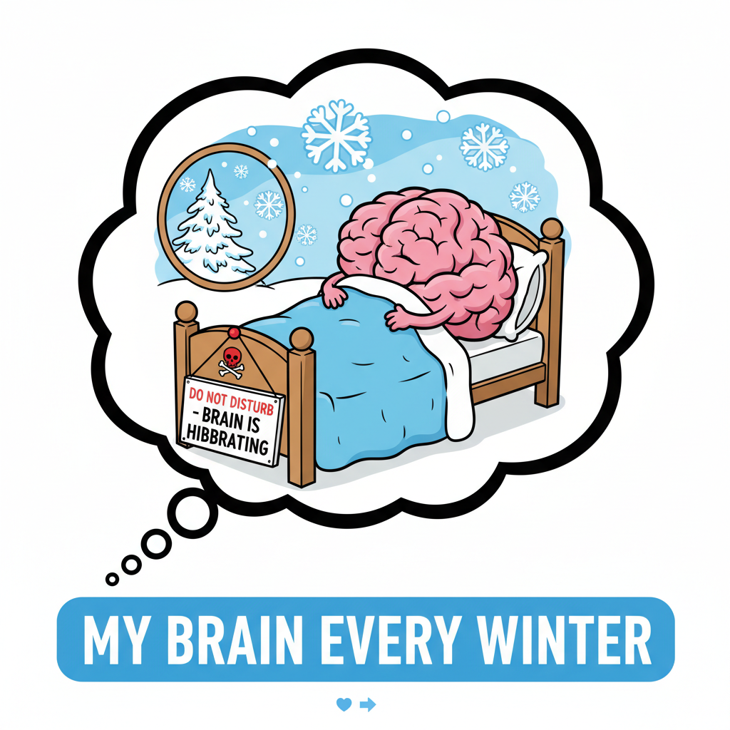 My brain cells hibernating until spring. Send coffee & sunshine. #SeasonalDepression