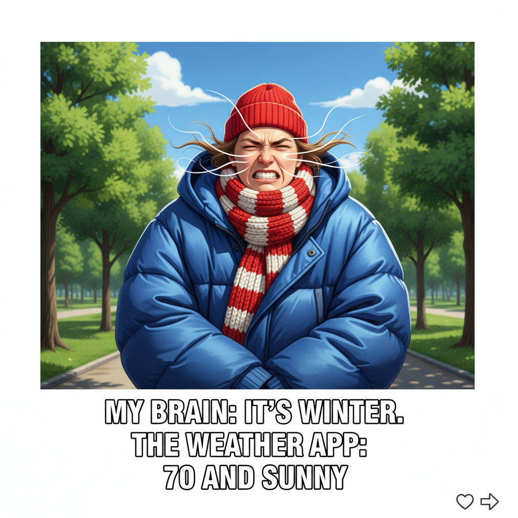 It's 70° and sunny, but the wind chill makes it feel like Mars. Pick a lane, weather!