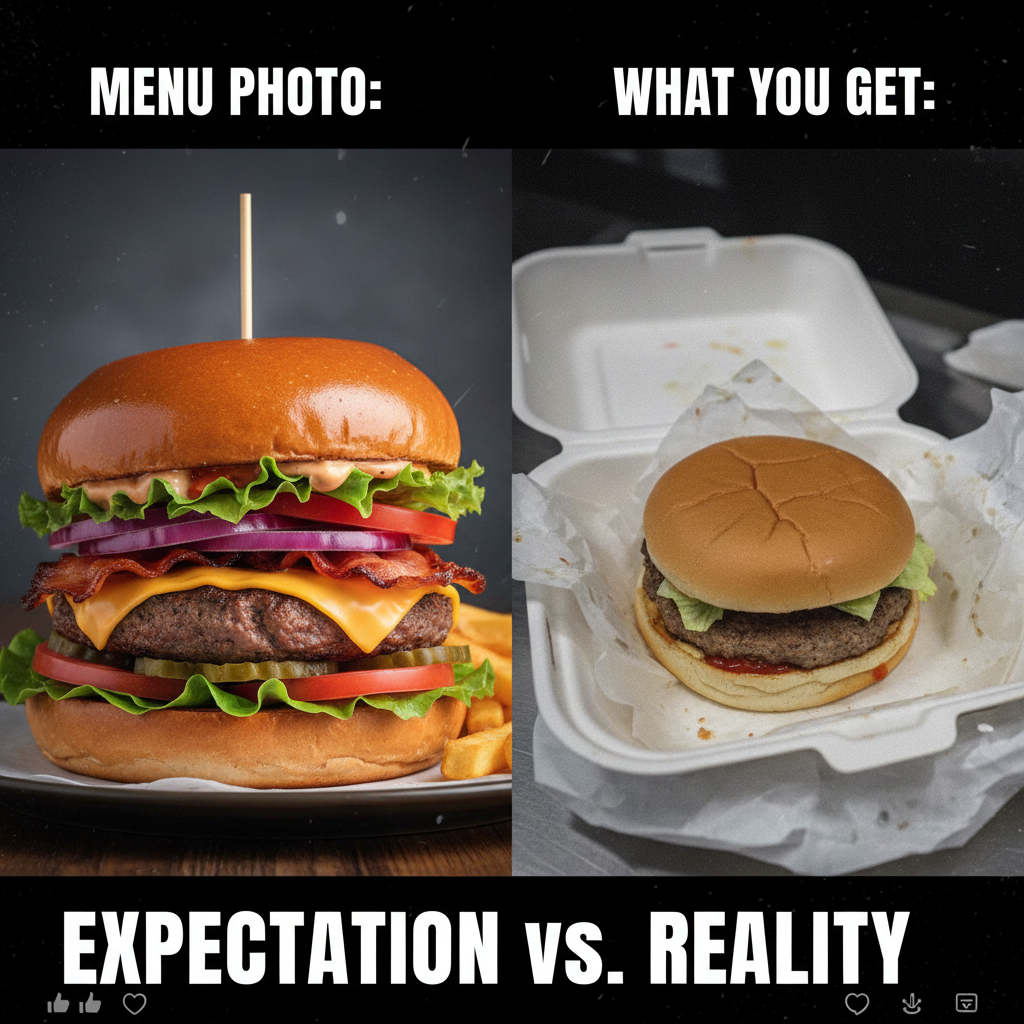 Ordered a gourmet burger, got a sad patty on a bun. My expectations were NOT met. #FoodDeliveryFail